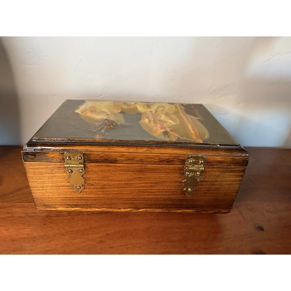 Antique Handmade Jewlery Music Box made by Doris, local artist 8x5x3.75